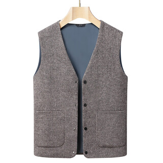 Boss high-end light luxury double-sided woolen suit vest for men high-end warm woolen woolen woolen vest for men to wear inside and outside, brown m 170