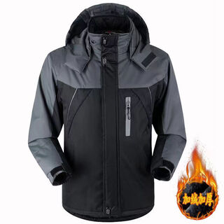 Bimai jacket, velvet and thickened cotton coat, customized logo work clothes, men's and women's construction site cotton jacket, winter cotton jacket, riding jacket, high-quality cold-proof clothing_black xl_90-105jin jin is equal to 0.5 kg