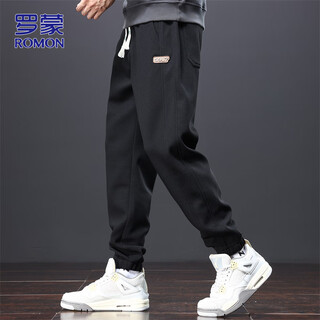 Romon pants men's autumn and winter casual pants men's loose sports leggings sweatpants men's pants black 2xl