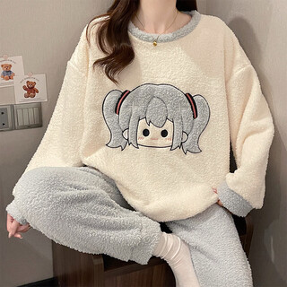 Xiaohongshu's popular half-velvet soft pajamas for women 2025 autumn and winter new plaid bear thickened and warm shan blue-haired girl apricot blue m one size