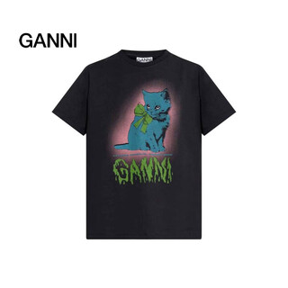 Ganni light luxury women's t-shirt black 20 | xs