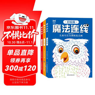 魔法连线游戏书（全3册） 魔法线条 儿童脑力开发训练益智进阶专注力训练游戏书 连点画线 3-6岁儿童全脑智力开发眼力脑力大挑战 幼儿园小学生玩具书