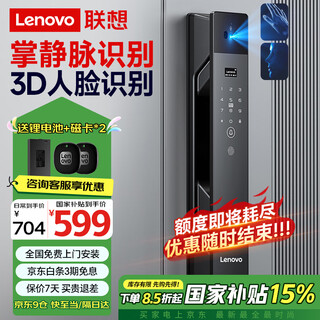 联想智能门锁 指纹锁 3D人脸识别 掌静脉  智能锁 电子锁 入户门 密码锁 包安装 全自动 防盗门 【F1-1】掌静脉+3D人脸识别+临时秘钥