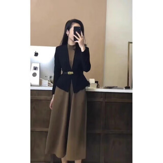 Xiao yu (xiaoyu) 2025 spring, autumn and winter new women's suit long sleeve dress small fashion light luxurious high-end clothes brown m 90-105jin jin is equal to 0.5 kg