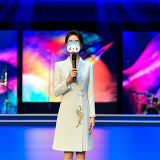 Seasonal broadcasting and hosting art exam clothing for women photogenic new chinese style plate buckle embroidered suit dress speech contest white xs