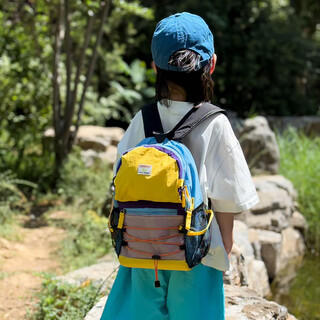 Lugeli children's backpack new men's and women's outdoor travel hiking mountain climbing sports mountaineering backpack ultra-light student school bag backpack blue with yellow