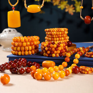 Miaoyi original high-end literary and playful beeswax bracelet with 108 old beeswax amber necklace live broadcast, non-corresponding product