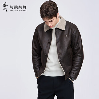 Dances with wolves polar fleece lapel casual jacket men's 2025 autumn and winter new suede textured loose warm jacket 1070 coffee 303 2xl (185)