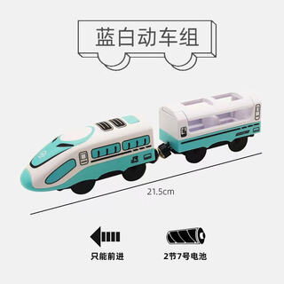 山头林村电动轨道火车 磁性小火车头木质轨道交通玩具儿童生日礼物 蓝白动车组