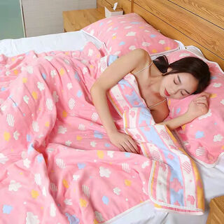 Customized kindergarten cotton gauze children's gauze towel quilt bath towel blanket baby quilt children's six-layer air-conditioned quilt six-layer cotton gauze caiyun powder free square towel 150x200cm (applicable to adults over 11 years old*)