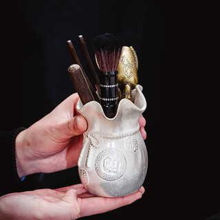 Jianiu factory directly supplies tea set gifts, real silver package, gilded silver liujunzi set, household 6gentlemen tea ceremony art accessories (gift box full gilt silver money bag, sandalwood 6gentlemen, white