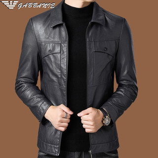 Armani exchange armani lapel leather jacket men's velvet thickened leather jacket middle-aged and young men's jacket men's winter jacket ag/bl813 gray thin section xl 180