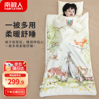 Nanjiren baby sleeping bag spring, autumn and summer four seasons pure cotton baby children's anti-kicking quilt pillow medium and large children's set 80*150cm