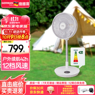 German pool wireless folding electric fan, air circulation fan, home portable outdoor camping rechargeable fan, replaceable batteries, table dual-purpose straight, level 1 energy efficiency, double engine, double blades, 3d air supply