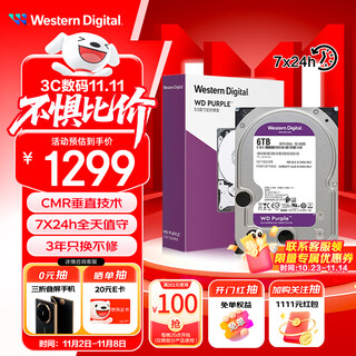 Western digital (wd) 6tb surveillance-grade mechanical hard drive wd purple western digital purple sata 256mb cmr vertical security storage 3.5 inches wd64purz