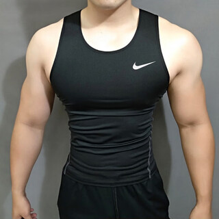 Nba cares-nike new fitness clothes men's vest summer quick-drying elastic sports student basketball training clothes sports tight black (nk) xl