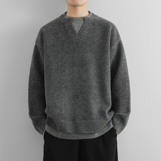 Playboy (playboy) men's sweater fake two-piece henry collar autumn and winter thick warm sweater lazy style loose wool sweater 2025 new lo8809 dark gray m 110-140jin jin equals 0.5 kg