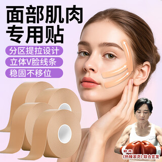 First lift bandage, chin cover, facial wrinkles, crow's feet, forehead wrinkles, tape artifact, invisible muscle patch