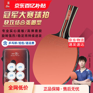 Pisces table tennis racket horizontal racket professional competition grade six-star anti-adhesive arc combined with fast attack speed power type including racket package champion professional edition horizontal single racket including ball + racket bag