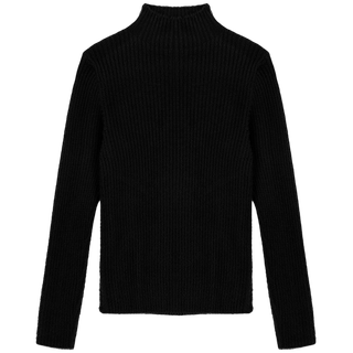 Vega chang imitation mink knitted sweater for women 2025 autumn and winter new style petite slimming temperament bottoming top, versatile black, one size fits all