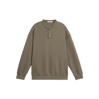 Bodydreambm new henley collar sweatshirt men's autumn casual pullover loose shoulder sports top dark khaki s 110jin jin equal to less than 0.5kg