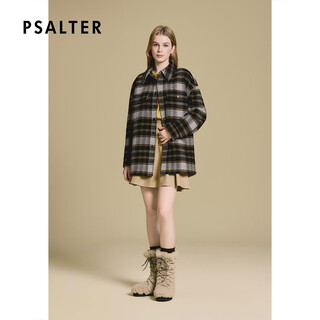 Psalter poem plaid shirt type double-sided woolen coat woolen jacket 2025 winter new style dark gray s