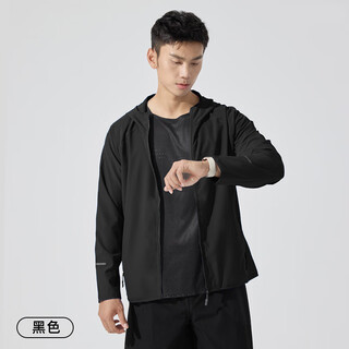 Bmai sports running jacket for men and women hooded cardigan cycling quick-drying windproof jacket reflective spring and autumn training top black s recommended 80-90jin jin equals 0.5 kg