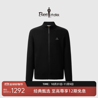 Biyinlefen 16-needle wool autumn men's fashionable casual commuting outdoor warm skin-friendly stand-up collar jacket for men 07 black l