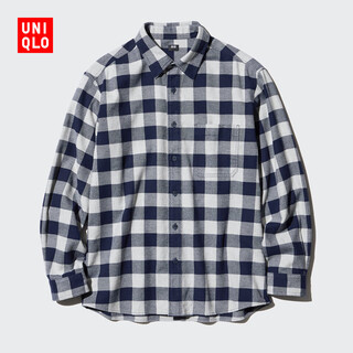 Uniqlo men's and women's flannel plaid shirt long sleeve shirt thin jacket 470187 03 gray xl