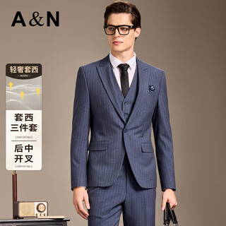 Antonio light luxury dress & three-piece suit simple business peaked collar striped suit men's easy-care suit men's suit