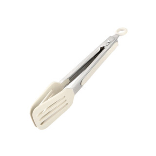 He jiagong food grade silicone food clips, high temperature resistant kitchen stainless steel anti-scalding barbecue steak clips barbecue food clips 9-inch white spatula clips