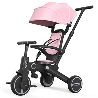Bebehoo baby tricycle children's bicycle 1-6 years old baby walking artifact lightweight folding two-way stroller t2-large awning-sakura pink seat two-way adjustable