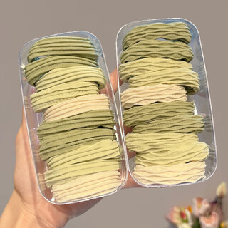 Sahane saha high ponytail hair tie hair tie does not hurt the hair rope rubber band simple high elasticity and durable leather set hair accessories matcha green mix and match 20 pieces
