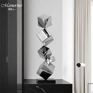 Mamorino german brand simple stainless steel sculpture art light luxury high-end hotel lobby entrance niche table decoration corrugated style (small size)