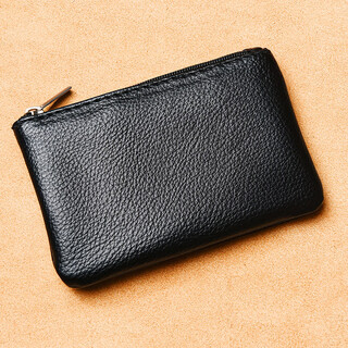 金利来（Goldlion）便携小钱包男士薄款拉链小包卡包零钱包女小迷你收纳包钥匙硬币袋 黑色