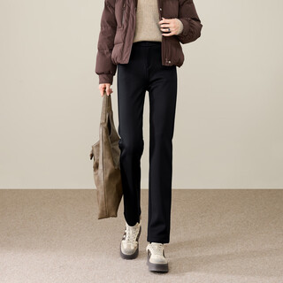 逸阳（ESE-Y）冬季加绒小直筒裤女2025年窄版烟管裤子 黑色-常规 30