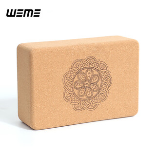 Weme high-density cork yoga bricks leg press auxiliary tools fitness yoga dance pilates non-slip exercise bricks wood color 22.6*15*7.5cm (750g/shore hardness 80)