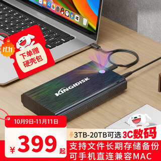 黑甲虫（KINGIDISK） 移动硬盘 3.5英寸 Type-C3.1桌面存储 幻影系列 金属机身 广泛兼容 数据仓库游戏 浅灰色 幻影-RGB幻光 16TB