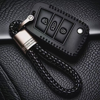 适用于24款福斯新速腾真皮钥匙包20款专用19速腾钥匙套 D款全包黑色【一键启动】