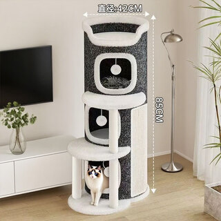 猫窝猫爬架猫树猫抓板一体四季通用冬季保暖半封闭桶双 三层圆桶猫窝