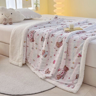 Fantasy a-type three-layer thickened plus fleece milk velvet office nap blanket kindergarten blanket autumn and winter blanket little red riding hood double-layer thickened high-gram weight milk velvet + lamb's velvet 150*200 single blanket type a skin-friendly warm can be spread and covered