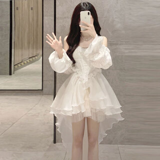 Acjk high-end light luxury birthday dress niche trailing tube top princess tutu skirt french super fairy temperament dress picture color s