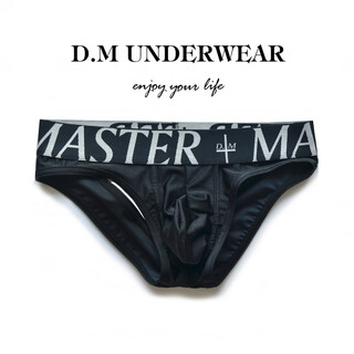 Dm men's underwear, low waist, sexy and stylish double thong, exposed buttocks and smooth material, black m