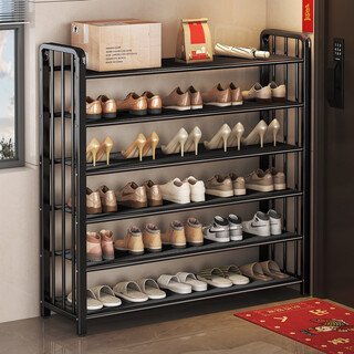 Yimo shoe rack doorway multi-layer household simple entry shoe cabinet dormitory living room storage shelf 5 layers 80 black