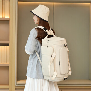 Doublestar large-capacity short-distance travel bag, women's boarding bag, business trip portable luggage bag, men's sports fitness bag, travel storage bag, white, double shoulder/independent shoe compartment/dry and wet separation