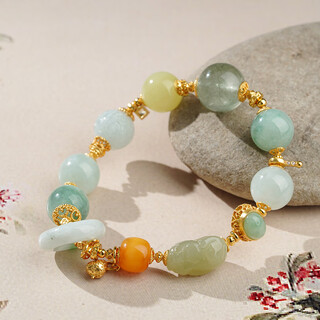 Potala palace beeswax 925 silver inlaid jade crystal beeswax bracelet hetian jade pixiu carved bracelet for men and women birthday gift