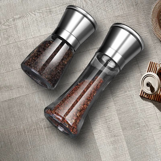 Four seasons muge (micoe) kitchen grinder 304 stainless steel high borosilicate glass bottle peppercorn pepper freshly ground household seasoning artifact stainless steel grinder high one pack