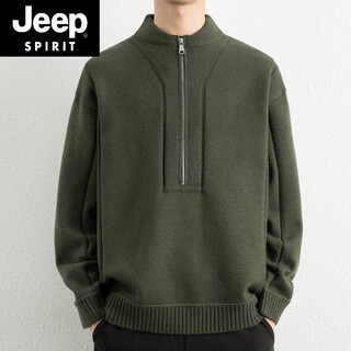 Jeep spirit henry collar sweater men's autumn and winter new american retro half-zip sweater men's british style thickened sweater 25638 gray m 170 approximately 115-130 jin jin equals 0.5 kg can be worn