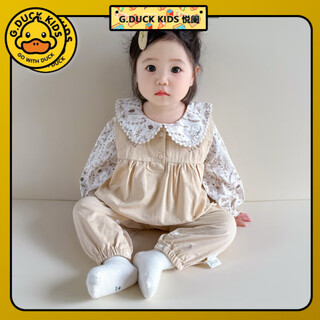 G.duckkids girls spring and autumn suit fashionable dolly shirt cute overalls baby girl autumn clothes sweet autumn baby clothes 73cm *recommended 14-18 jin jin equals about 0.5 kg*
