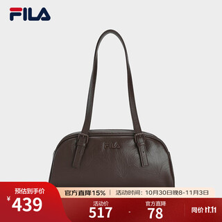 Fila official women's bag handbag 2025 winter new fashion casual shoulder bag handbag boston bag dark original brown-bn xs